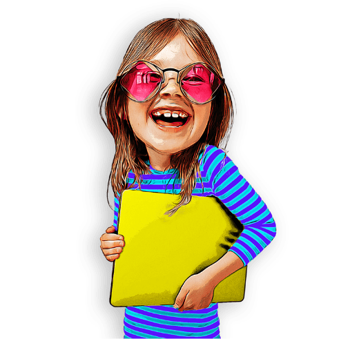 Girl holding laptop illustration