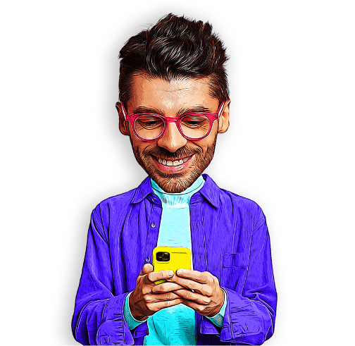 Man holding phone illustration